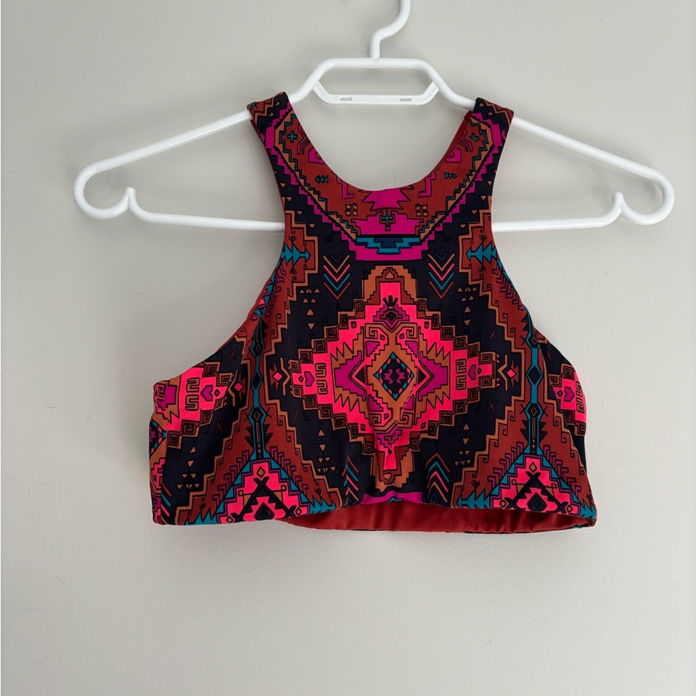 Billabong Geometric Print Crop Top - Red and Black
